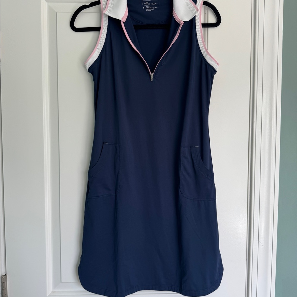 Peter Millar Navy and Pink Sleeveless Polo dress